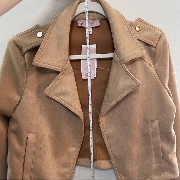 Philosophy Women’s Faux Leather Jacket Coat open front size XS Tan Brown NWT - Picture 4 of 9